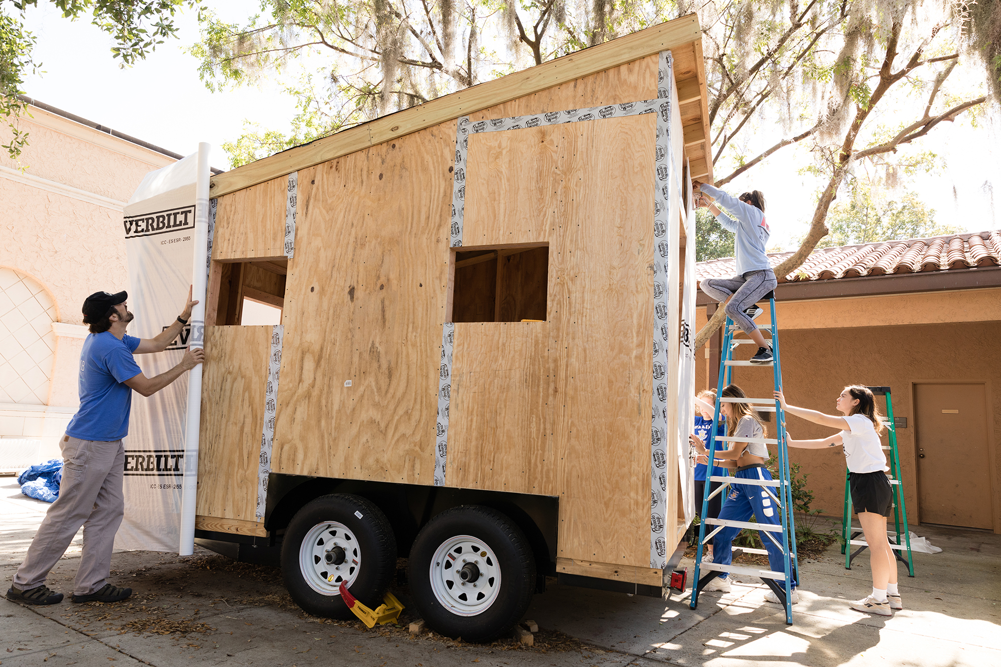 Students build their very own tiny house.