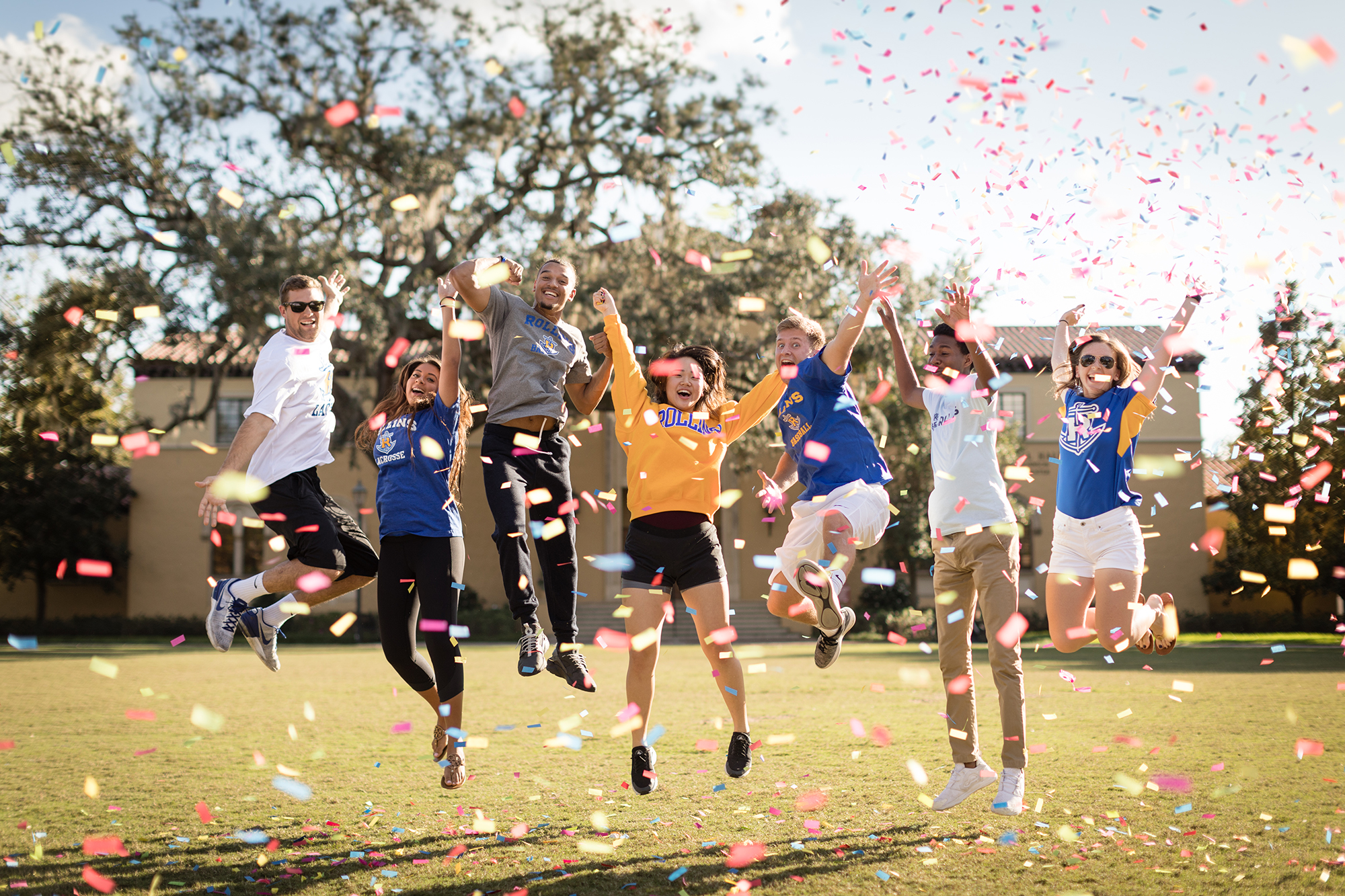 Rollins students jump for joy on America’s most beautiful campus.