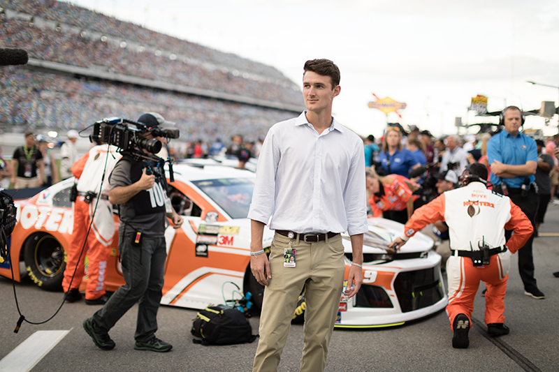 Ryan O'Donnell ’19 worked as an intern for NASCAR at Daytona International Speedway.